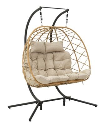 Skara riipputuoli 2-istuttava telineellä luonnonväri